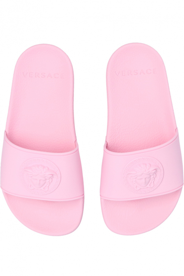 Versace Kids Tommy Hilfiger logo-detail leather ballerina shoes