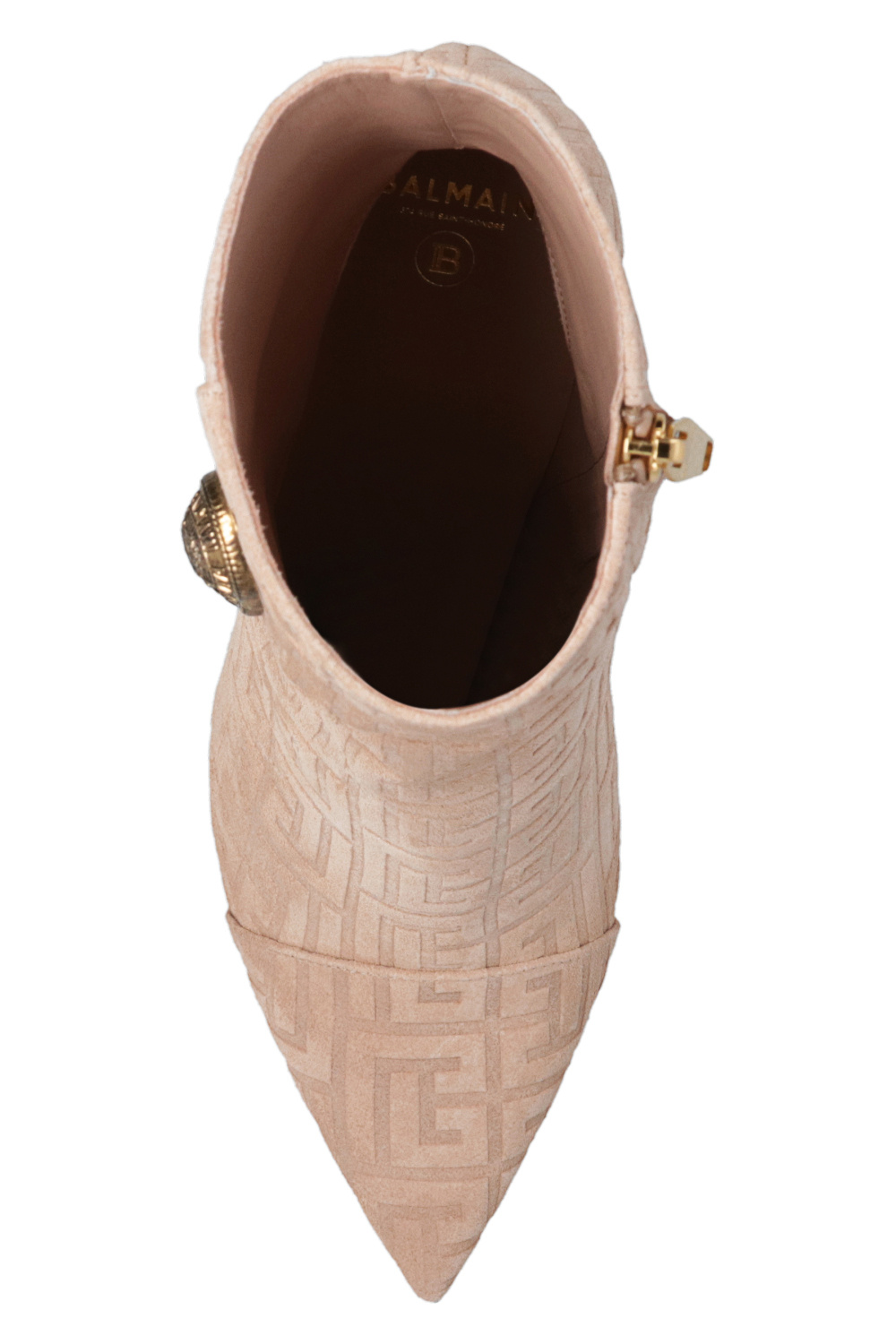 Balmain Roni Monogram Ankle Boots In Beige