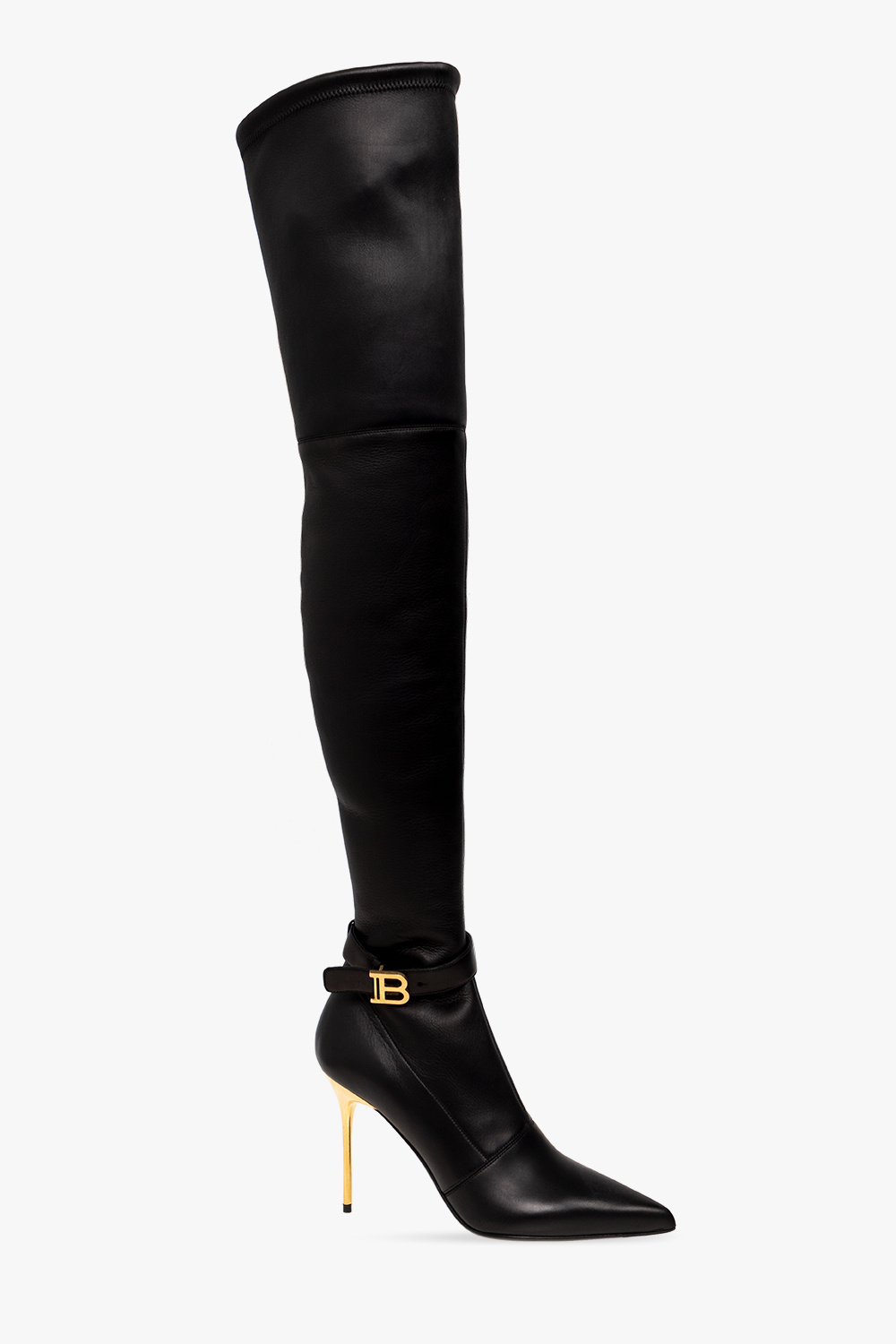 balmain Boy Leather over-the-knee boots