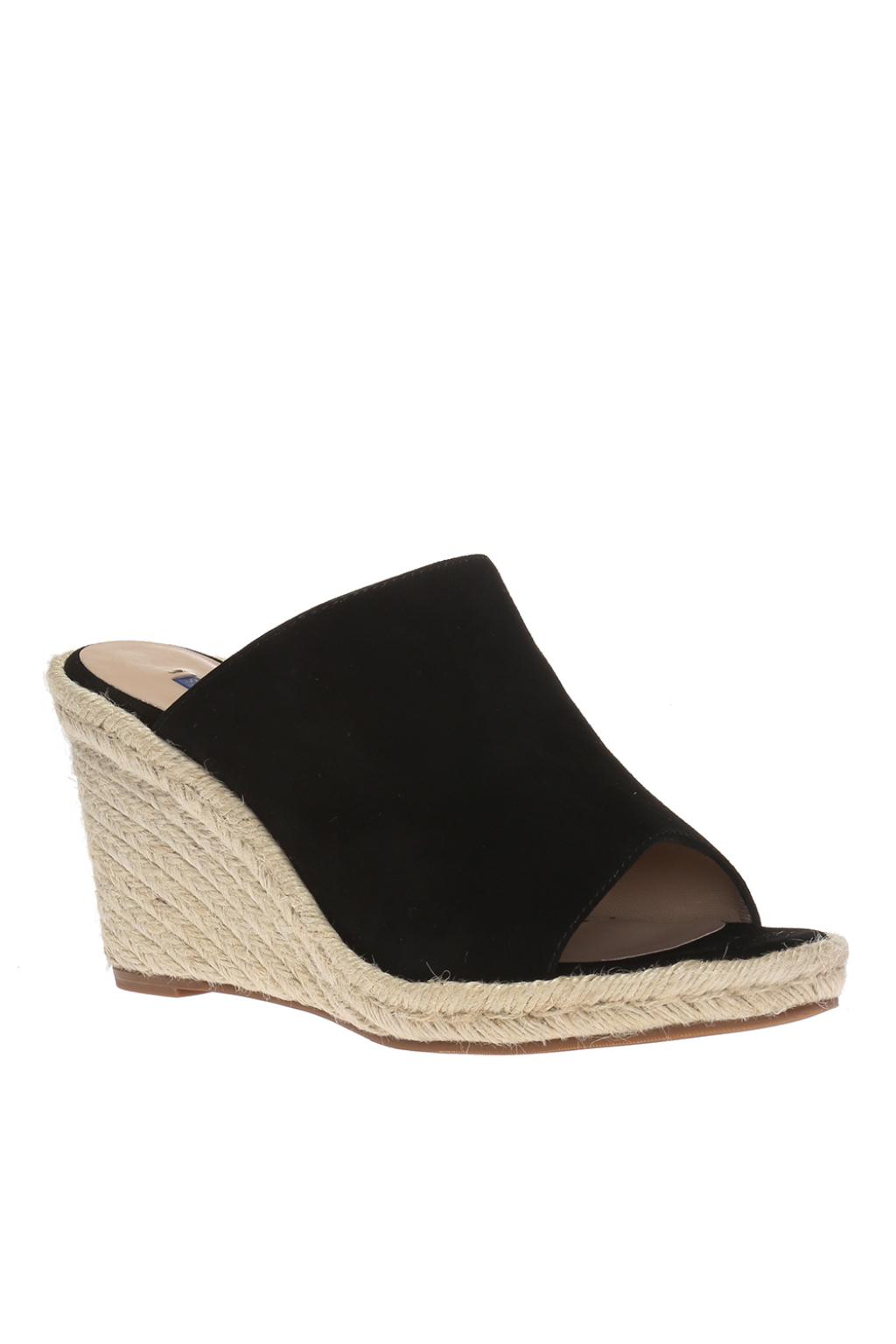 black wedge mules