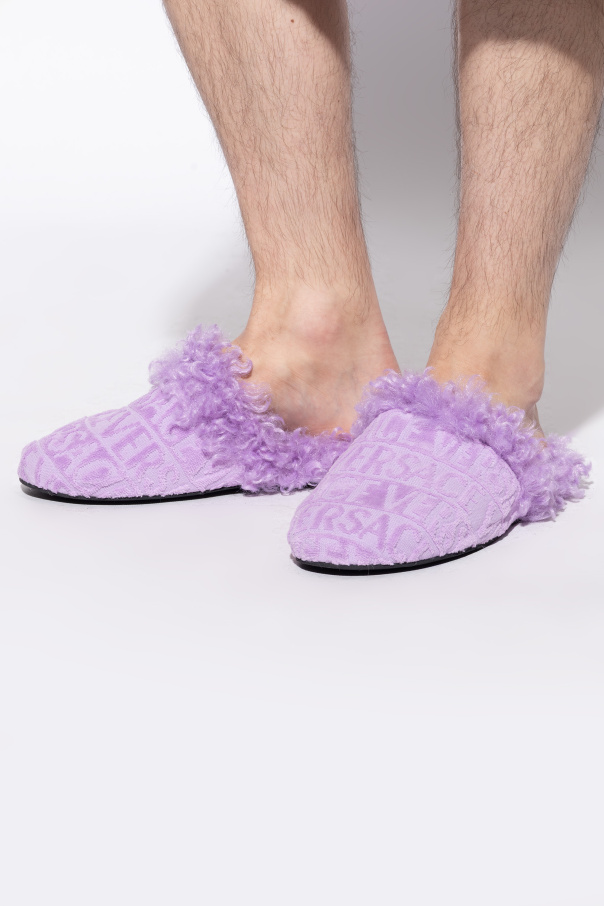 Versace Home Slippers with faux fur
