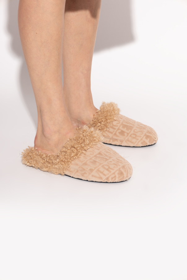 Versace Home Slippers with faux fur