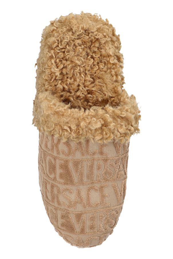 Versace Home Slippers with faux fur