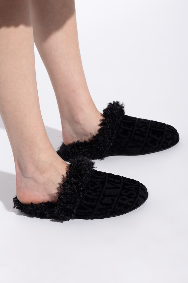 Versace Home Slippers with faux fur