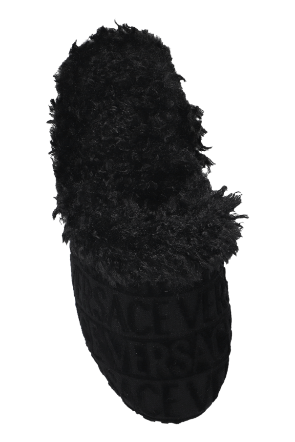 Versace Home Slippers with faux fur