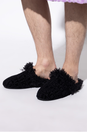 Versace Home Slippers with faux fur