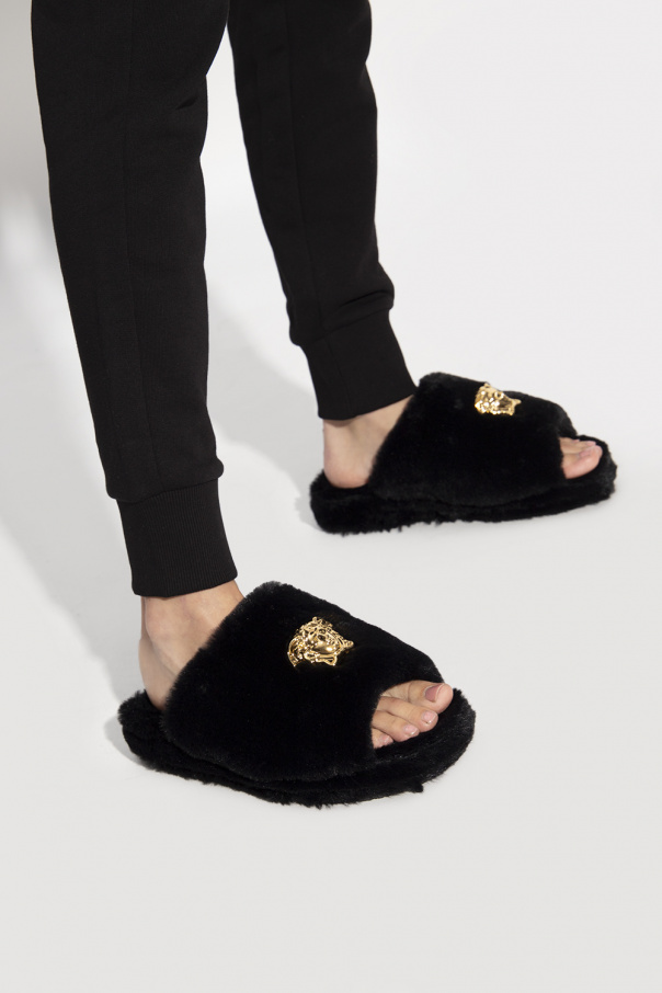 Versace Home Furry platform slippers