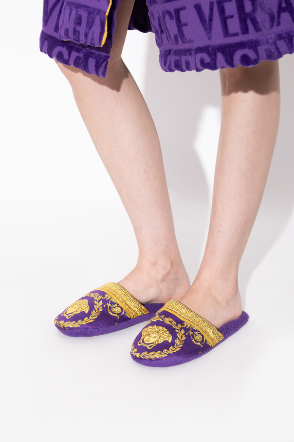 Versace Home Cotton flip-flops with print
