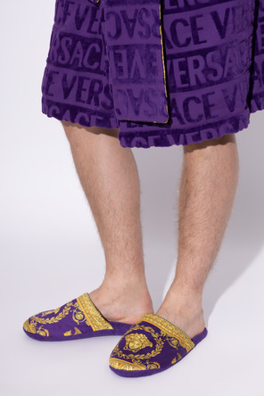 Versace Home Cotton flip-flops with print