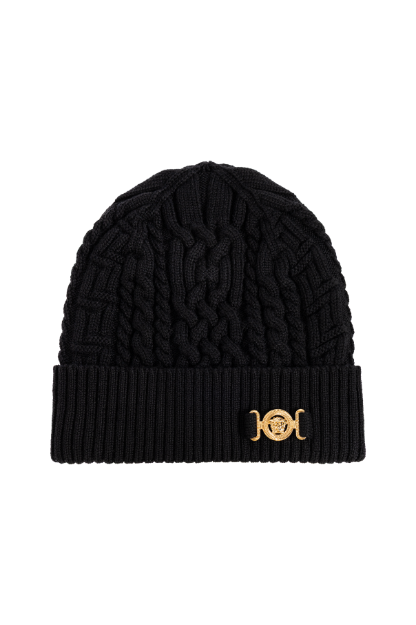 Wool beanie with applique od Versace
