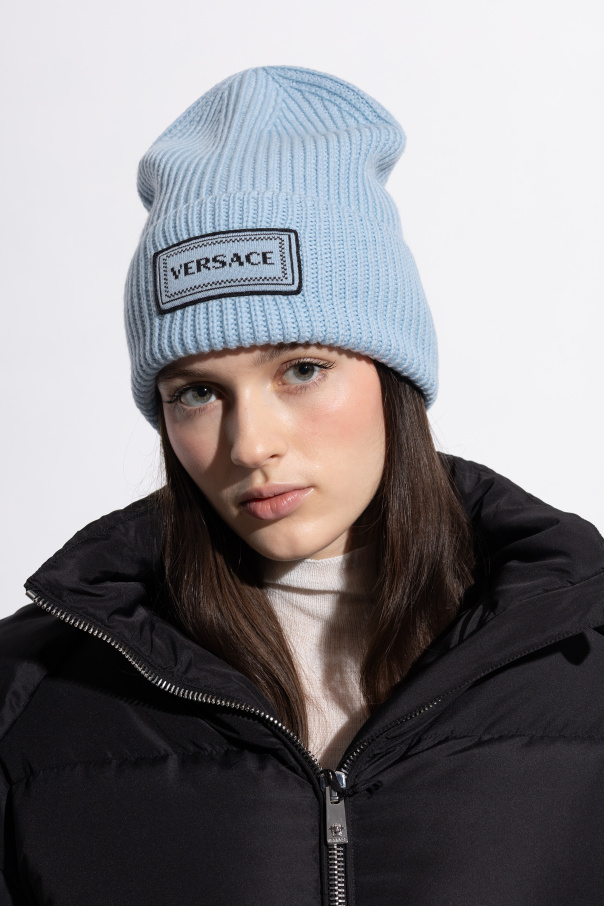 Versace Gorro de lana con parche con logo