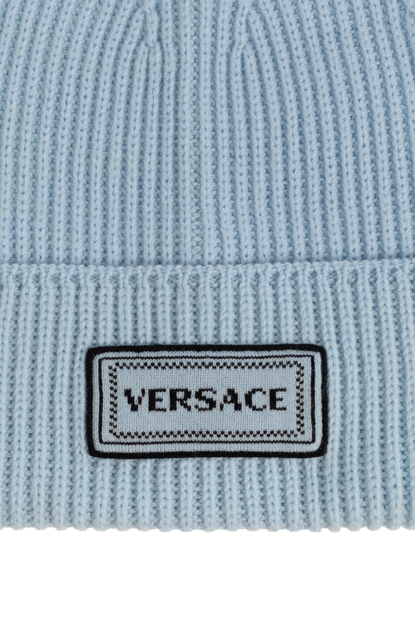 Versace Gorro de lana con parche con logo