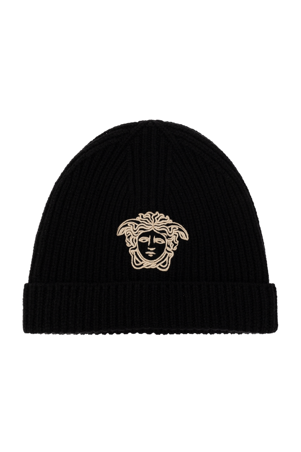 Cashmere beanie with embroidered Medusa head od Versace