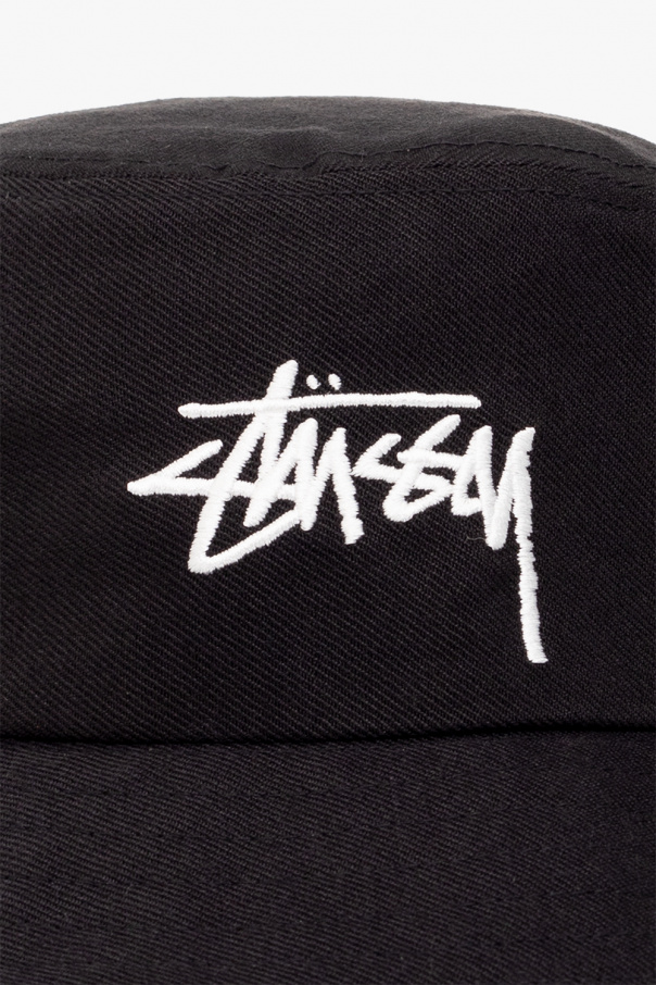 Stussy Beige bucket hat with a logo print from