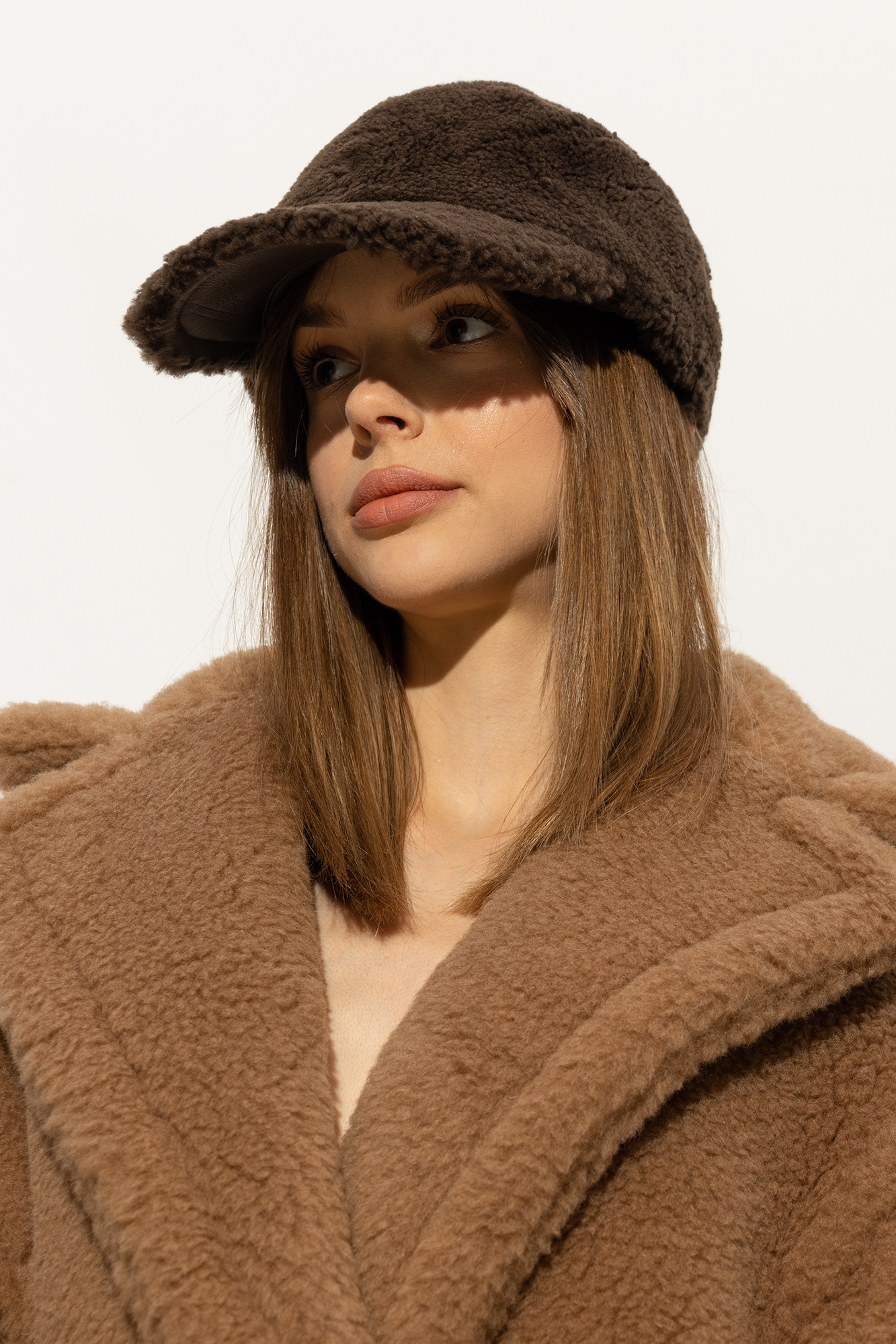 Yves Salomon Furry baseball cap