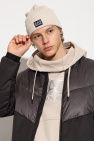 EA7 Emporio Armani cream Beanie with logo