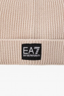 EA7 Emporio Armani cream Beanie with logo