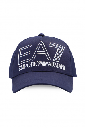 Emporio monogram-print armani hooded padded coat Black