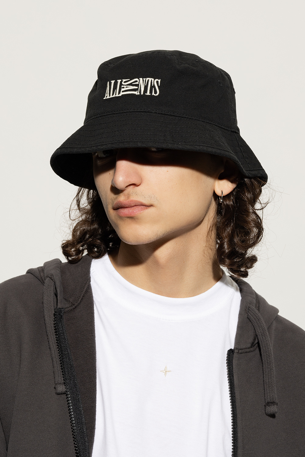 AllSaints ‘Oppose’ bucket hat Tartan with logo