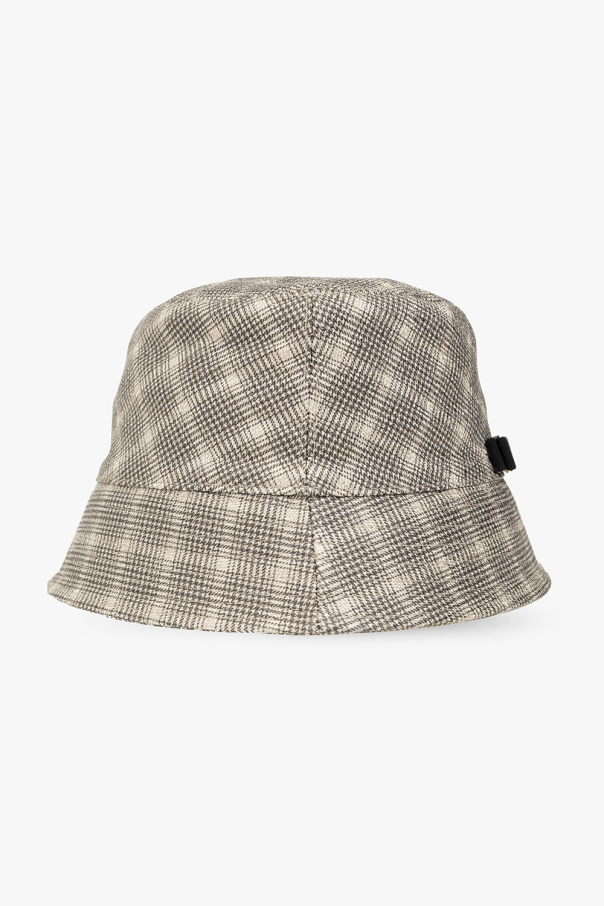 FERRAGAMO Skórzany kapelusz z wzorem w kratę