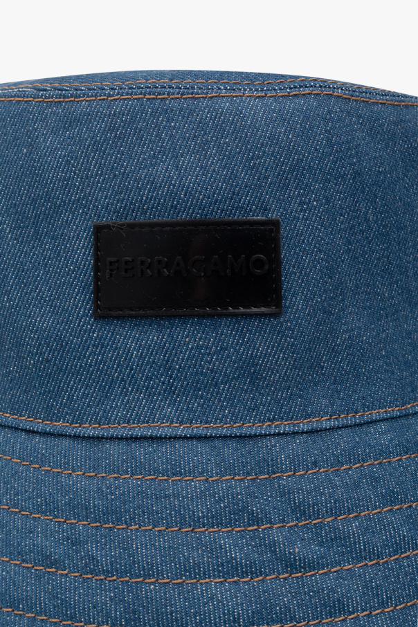 FERRAGAMO Jeansowy kapelusz z logo