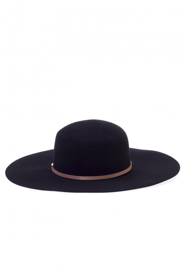 black wide brim bowler hat
