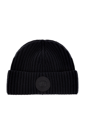 Wool beanie with logo patch