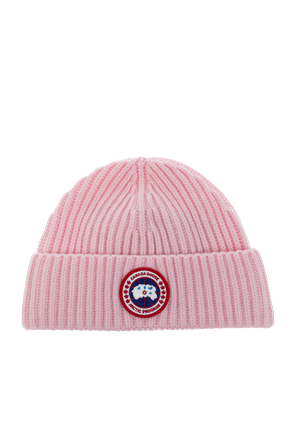 Wool beanie with appliquéd logo