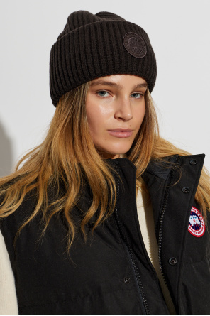 Gorro de lã com remendo com logótipo od Canada Goose