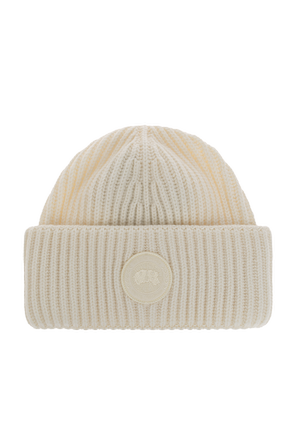 Wool beanie with logo patch