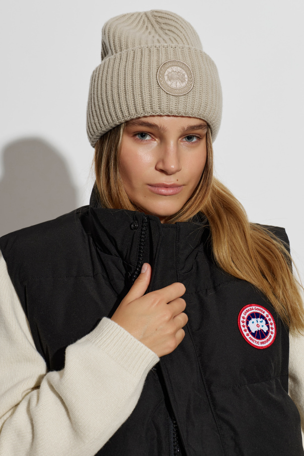 Canada Goose Wełniana czapka z naszywką z logo
