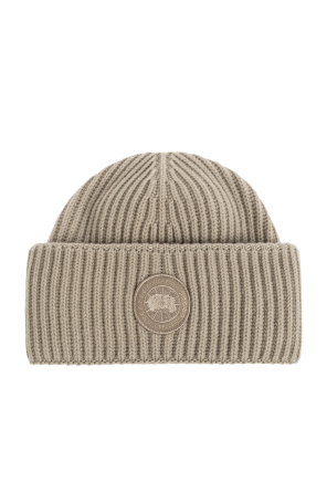 Wool beanie with logo patch