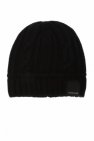 Black Chunky Knit Hat With Logo
