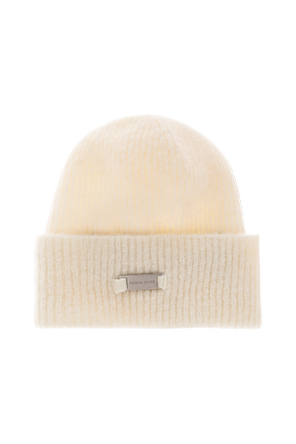 Wool Beanie with Logo Appliqué