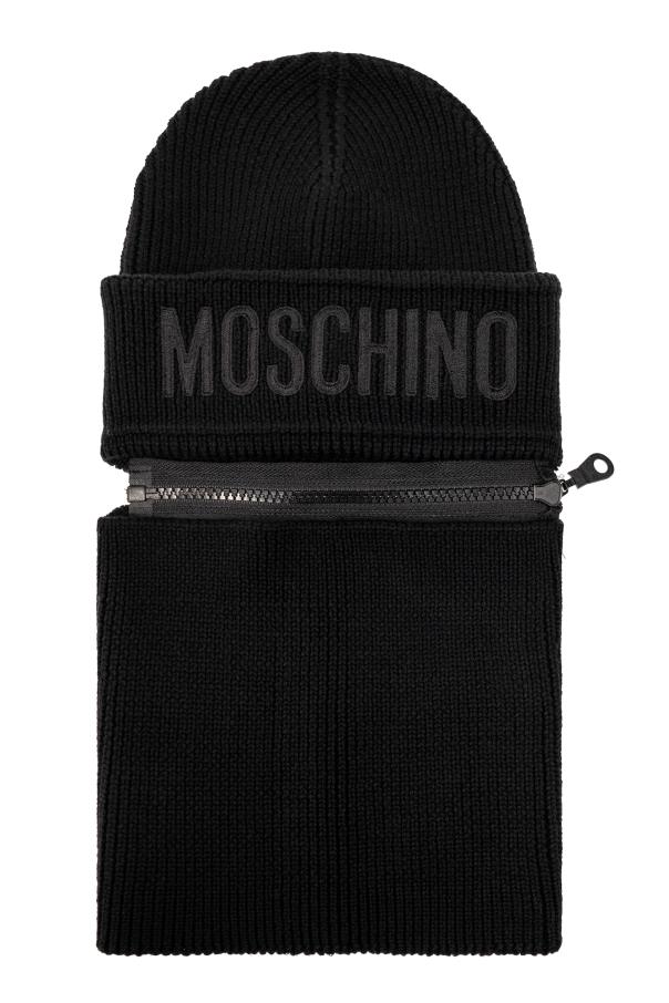 Moschino Beanie with detachable tube scarf