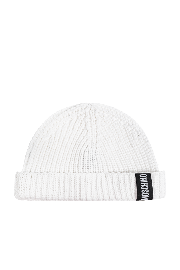 Moschino Bawełniana czapka z naszywką z logo