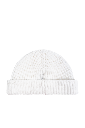 Moschino Bawełniana czapka z naszywką z logo