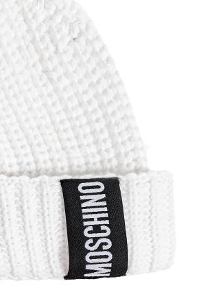 Moschino Bawełniana czapka z naszywką z logo