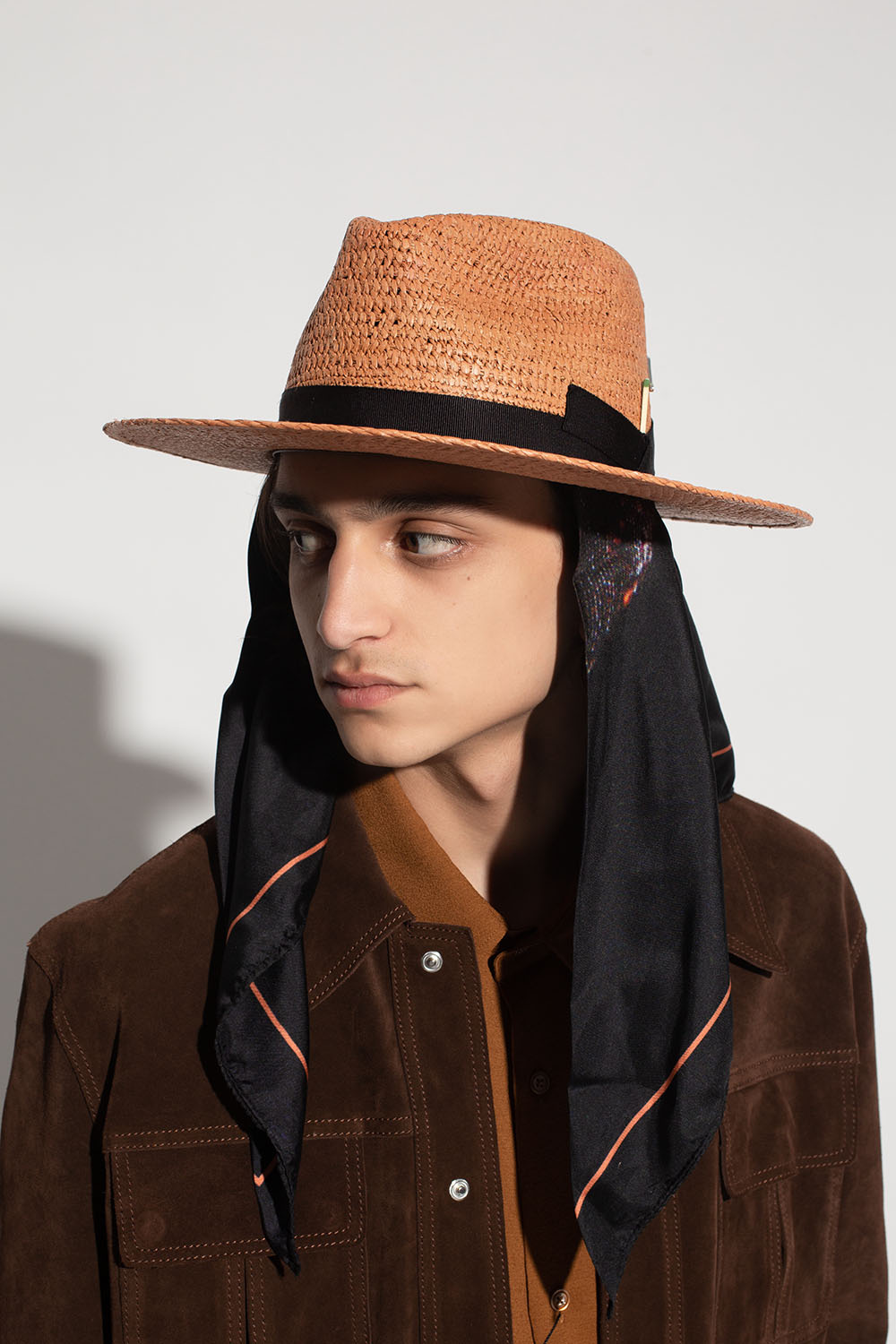 Brown 'Mystic' hat with shawl Nick Fouquet - Featuring a lace up