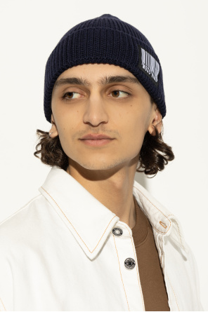 Moschino Wełniana czapka z naszywką z logo
