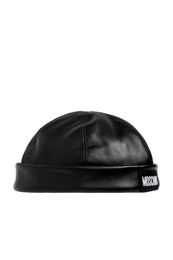 Leather cap with logo patch od Moschino