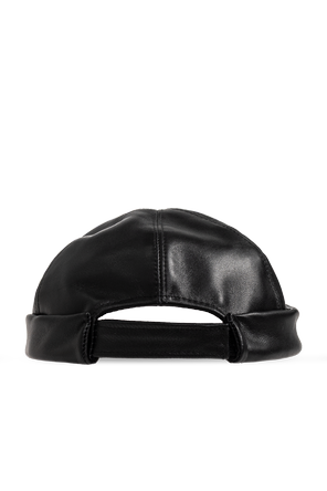 Moschino Leather cap with logo patch