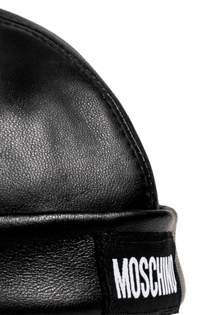 Moschino Leather cap with logo patch