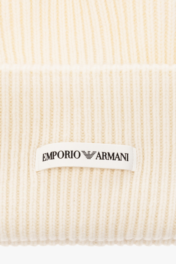 Emporio white armani Wool beanie with logo