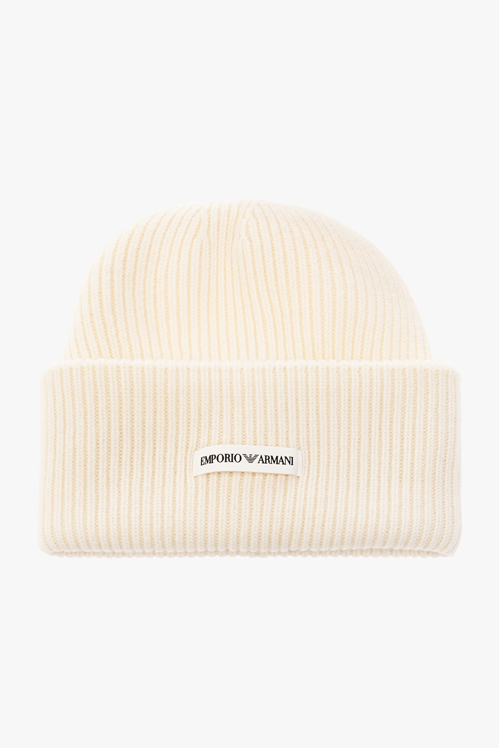 Emporio tortora armani Wool beanie with logo