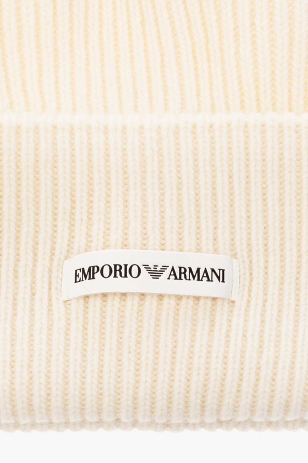 Emporio tortora armani Wool beanie with logo