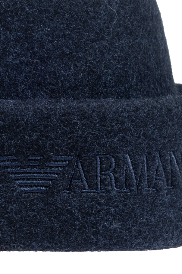 Emporio Armani Wełniana czapka z wyszytym logo