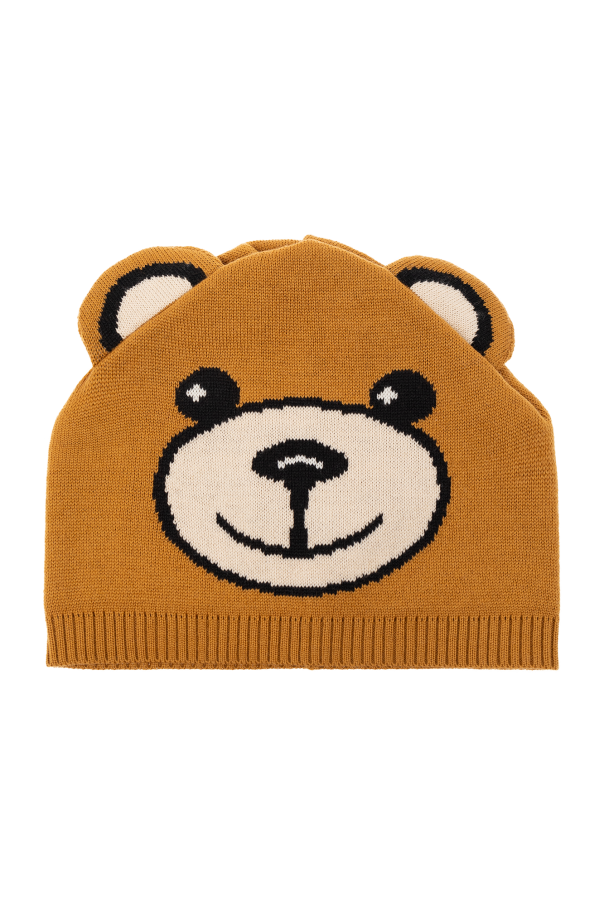 Beanie with teddy bear motif od Moschino