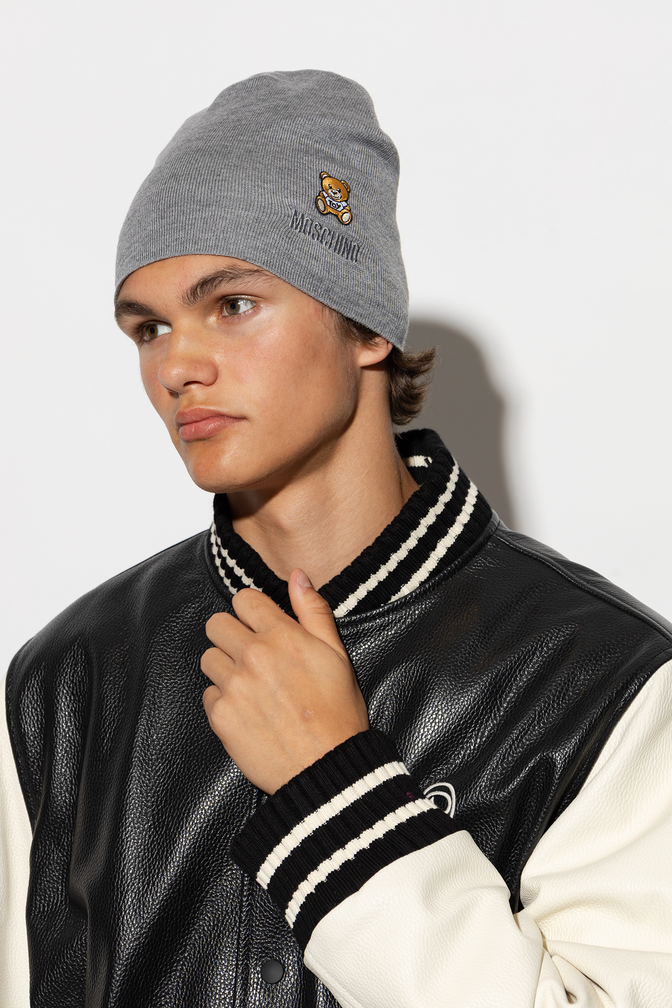 Grey Beanie with logo Moschino - Vitkac Australia