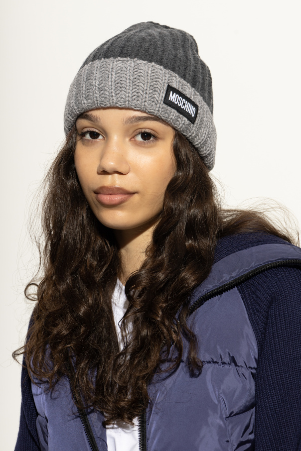 Moschino Mütze mit Logo-Aufnäher